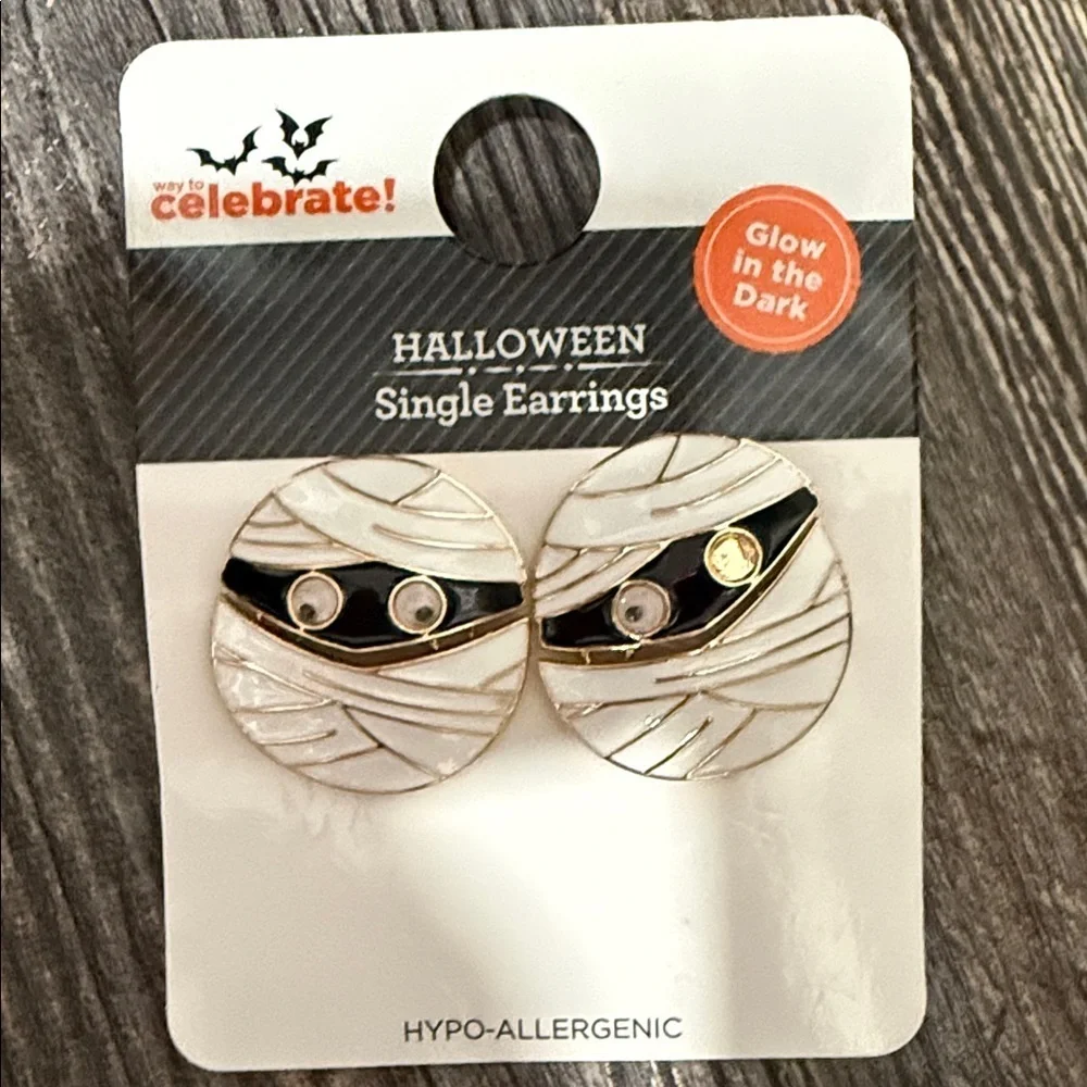 3 Halloween Earrings Set - Black,Purple and white